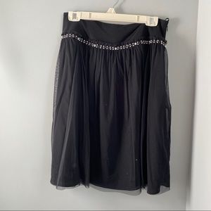 Just add Mesh Overlay Black Midi Skirt